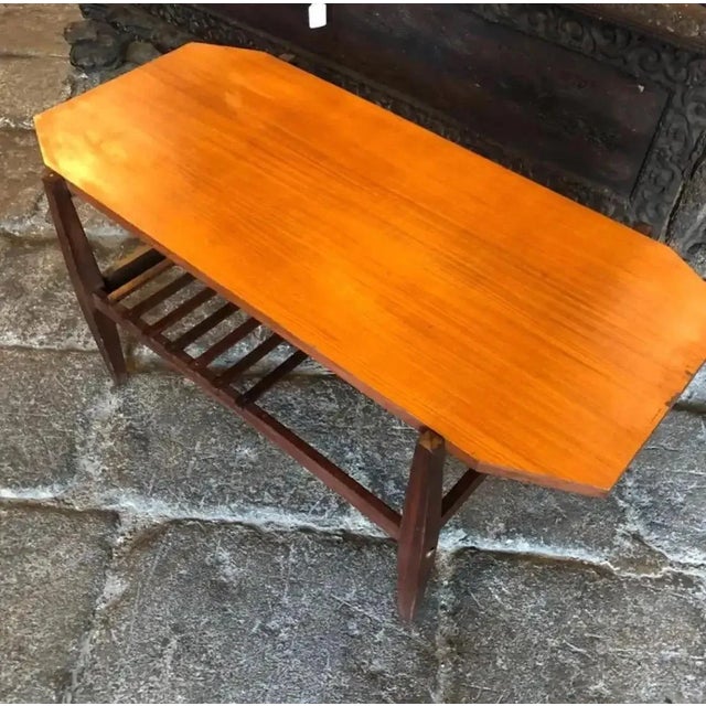 Brown 1960s Mid-Century Modern Wood Octagonal Italian Side Table For Sale - Image 8 of 10
