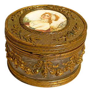 19th C Jean Derval French Gilt Bronze Crystal Box - 1 Pc