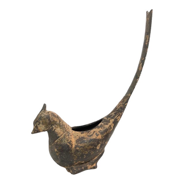 Mid 20th Century Japanese Cast Iron Koro Bird Incense Burner For Sale