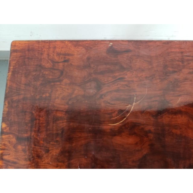 Modern Faux Tortoise Shell Acrylic Custom Table For Sale - Image 3 of 5