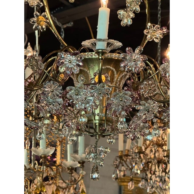 Vintage French Maison Bagues Crystal and Amethyst Flower Basket Chandelier For Sale - Image 9 of 9
