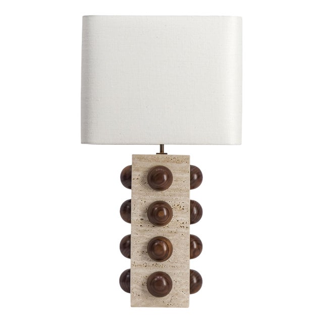 Bulle Travertine Table Lamp by Studio Karen B For Sale