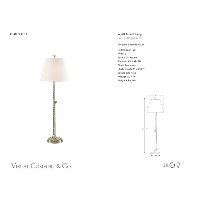 Suzanne Kasler by Visual Comfort Signature Wyatt Accent Lamp in Antique Nickel with Linen Shade Designer: Suzanne Kasler...
