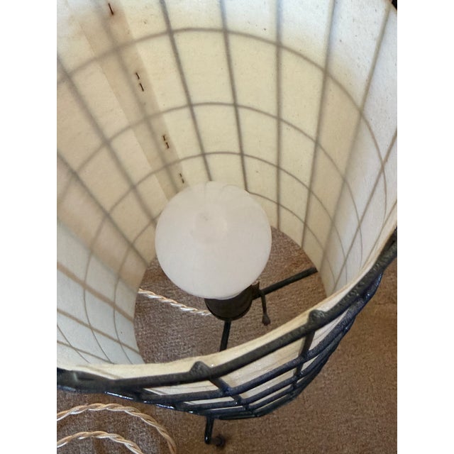 Mid Century Modern Wire Cage Lamps - a Pair For Sale - Image 9 of 10