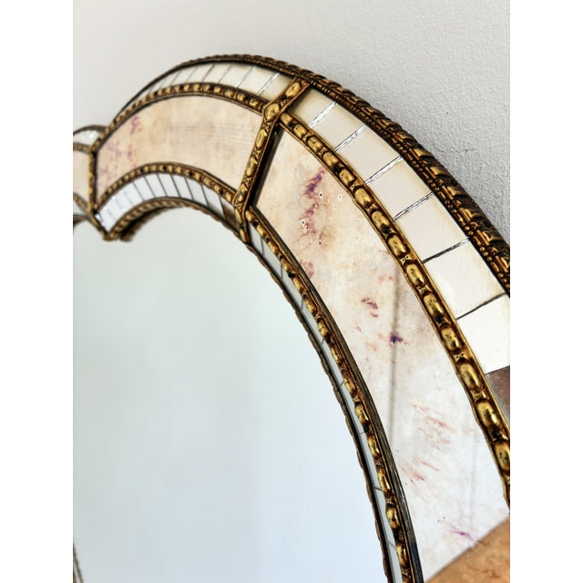 Large Vintage Spanish Venetian-Style Wall Mirror, Brass, 1980s Hollywood Regency For Sale - Image 6 of 12