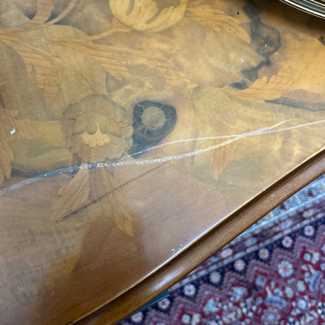 Late 20th Century Antique French Inlaid Marquetry Bureau Plat Desk For Sale - Image 5 of 6