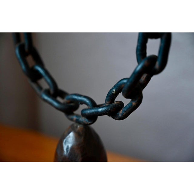 Brown Brutalist Double Candelabra in Carved Wood and Wrought Iron, 1960s For Sale - Image 8 of 10