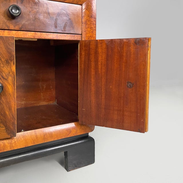 Italian Art Deco Bedside Table in Wood and Black Wood, 1930s, Set of 2 For Sale - Image 11 of 17