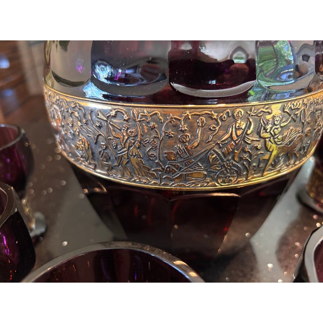 1920s Complete Art Deco Amethyst Glass Punch Set, Germany, 1920s, Set of 7 For Sale - Image 5 of 11
