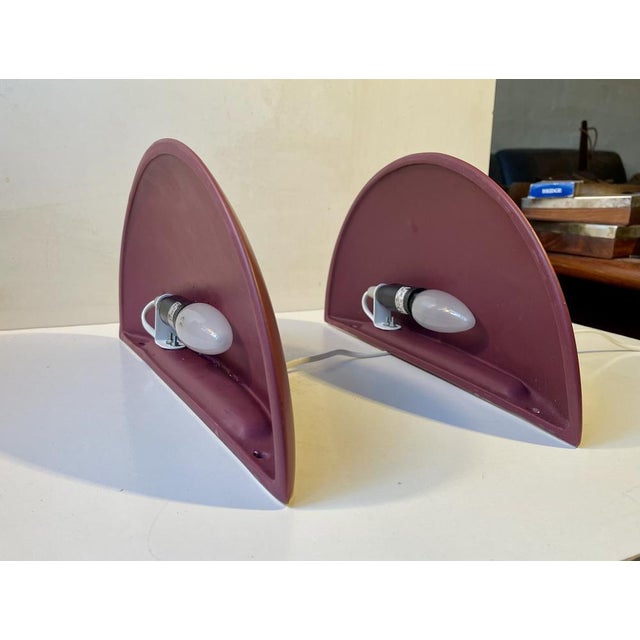 Vintage Danish Ceramic Up-Light Wall Sconces in Plum Magenta Glaze, Set of 2, 1980s, Set of 2 For Sale - Image 3 of 6