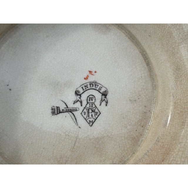 19th C. Chinese Export British Market Centerpiece Bowl Unusual burnt orange autumnal color way with turkey birds / fowl in...