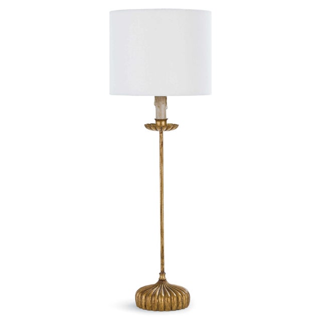2020s Regina Andrew Clove Stem Buffet Table Lamp With Natural Linen Shade For Sale - Image 5 of 5