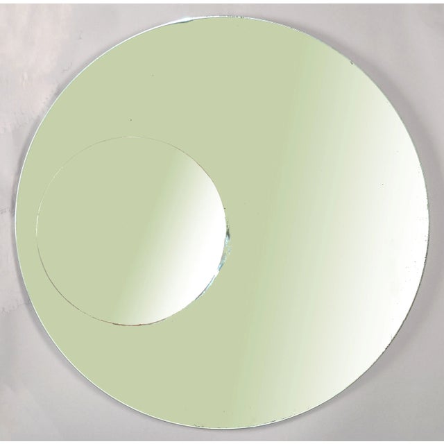Fontana Arte Style Round Double Glass Wall Mirror Italy Mid-Century Modern 1970 For Sale - Image 9 of 12