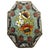 Hand-crafted Italian micro mosaic brooch featuring a floral motif, crafted with shell inlay stones including jade stones...