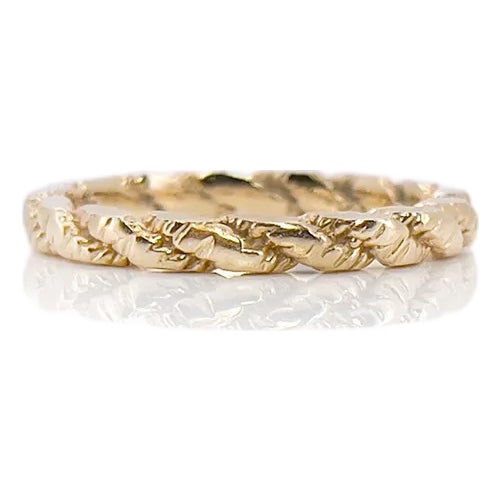 Vintage 14k Flat Rope Band, Size 6.25 For Sale