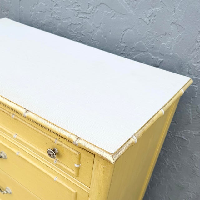 Vintage Coastal Faux Bamboo Highboy Dresser by Thomasville For Sale - Image 10 of 12