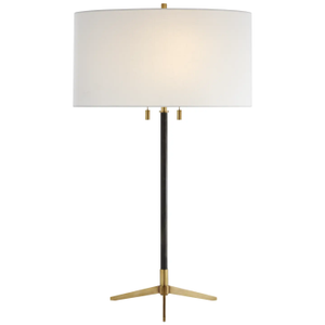 Thomas O'Brien by Visual Comfort Signature Caron Table Lamp in Bronze and Hand-Rubbed Antique Brass with Linen Shade