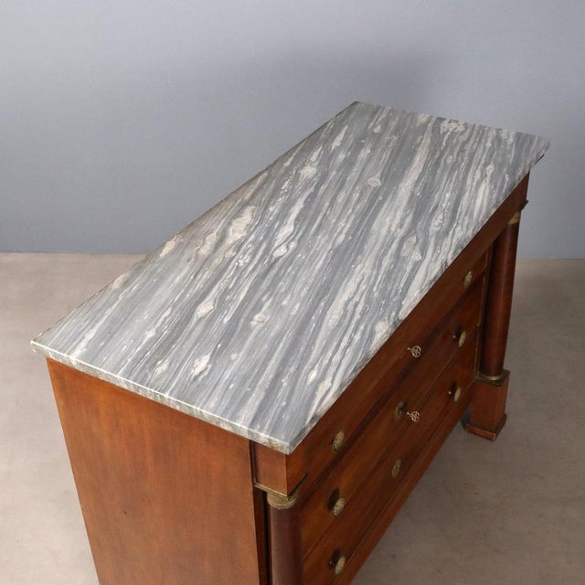 Empire Chest of Drawers in Walnut and Marble For Sale - Image 9 of 12