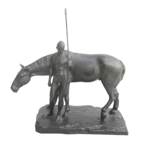 L. Vordermayer Antique Bronze Spearman and Horse Circa 1900