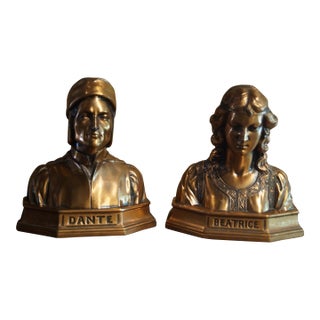 Early 20th Century Dante and Beatrice Bookends - A Pair For Sale