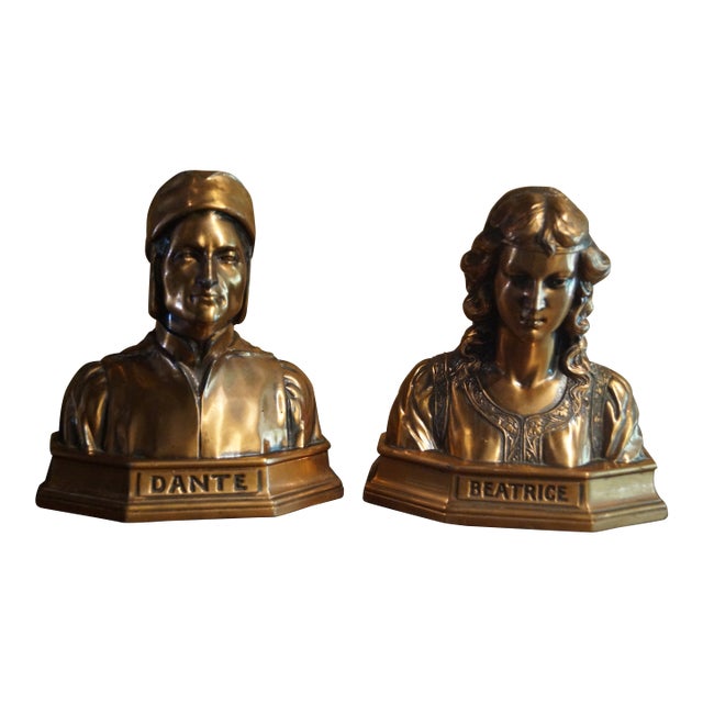 Early 20th Century Dante and Beatrice Bookends - A Pair For Sale