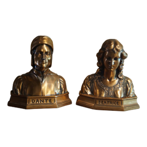 Early 20th Century Dante and Beatrice Bookends - A Pair