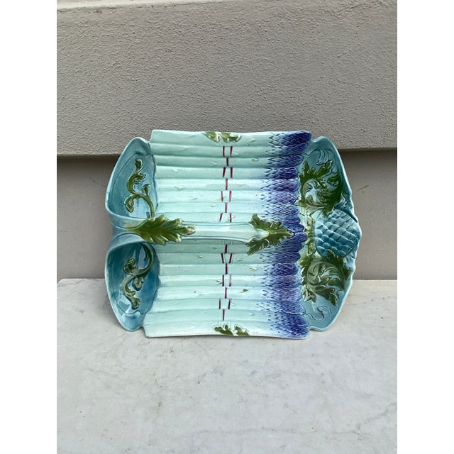 Ceramic 19th Century Large French Asparagus Platter Saint Amand For Sale - Image 7 of 8