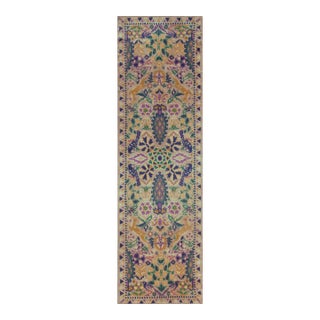 1920s Ivory Angora Antique Irish Donegal Arts & Crafts Carpet 3'6" X 11'2" Wool Rug Runner For Sale