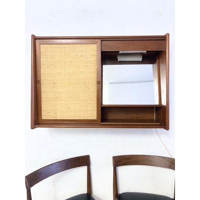 Arne Wahl Iversen Teak Wall Cabinet with Mirror attributed to Arne Wahl Iversen for Brenderup, Denmark, 1960s For Sale - Image 4 of 15