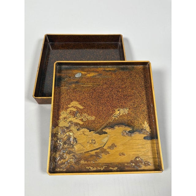 JAPAN - Mid-Edo Period (1603-1868) Suzuribako lacquer calligraphy box nashiji For Sale