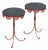 French Red and Black Tripod Gueridon Tables in the style of Emilio Terry, 1950s, Set of 2 For Sale