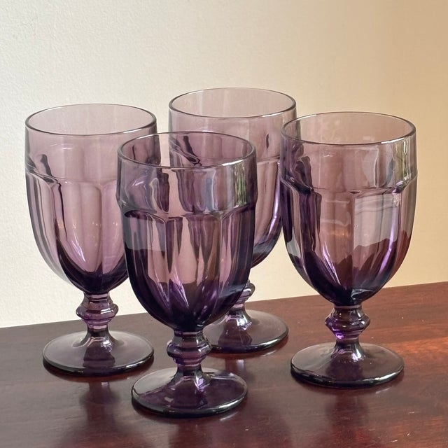 1960s Libbey Gibraltar Amethyst Goblets -- Set of 4 For Sale - Image 16 of 18