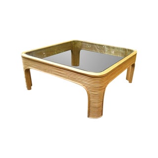 Bamboo & Glass Coffee Table For Sale