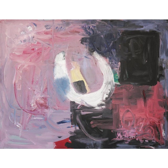 N. Montiel, Abstract Composition, Oil on Canvas For Sale - Image 13 of 13