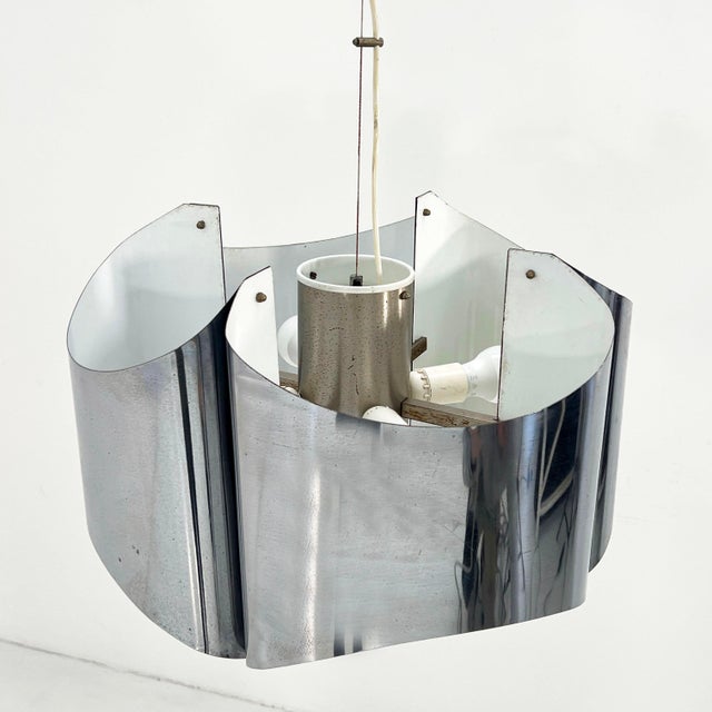 1970s Folded Chromed Chandelier, 1970s For Sale - Image 5 of 9