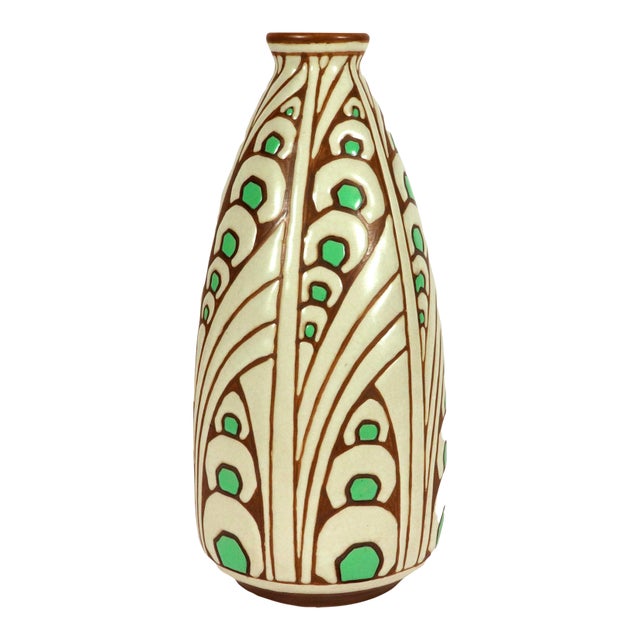 Charles Catteau for Boch Frères Keramis Art Deco Stoneware Vase, Décor d.1005 Circa 1925 For Sale