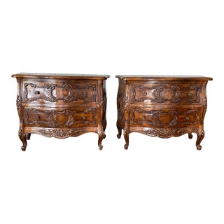 Minton-Spidell Louis XV Walnut Two-Drawer Chests- a Pair For Sale