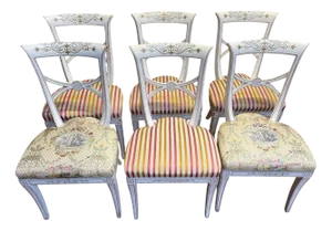 Directoire Style Painted Chairs, Set of 6