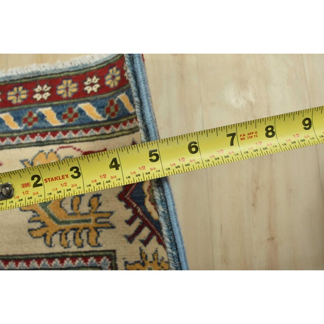 Kazak Rug 10’1” X 13’6” Blue Wool Tribal Hand-Knotted Oriental Carpet For Sale - Image 13 of 15