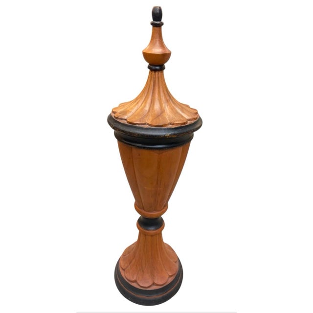 Wood Vintage Turned Wood Decorative Urn With Lid For Sale - Image 7 of 12