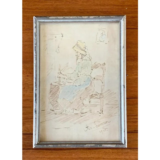 Portrait of Woman, 1945, Watercolor, Framed For Sale - Image 12 of 12