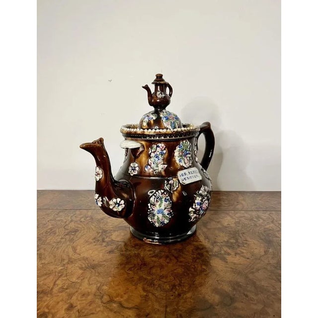Large Antique Bargeware Tea Pot, 1900s For Sale - Image 4 of 8