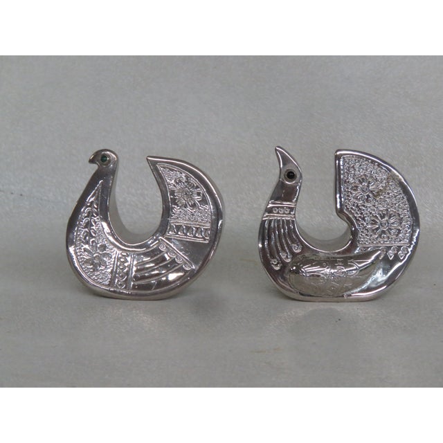 Mid-Century Modern Ecuador Joaquin Tinta Style Black Green Gem Eyes Birds Figurines a Pair 4621b For Sale - Image 3 of 12