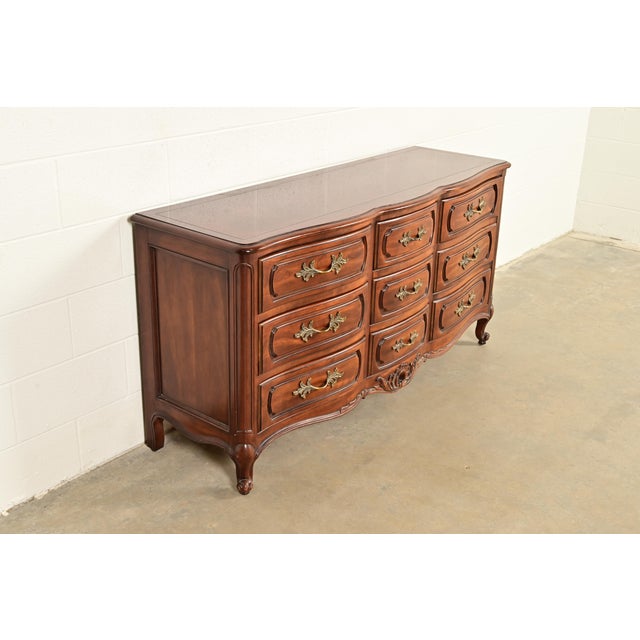 Century Furniture Century Furniture French Provincial Louis XV Carved Cherry Wood Triple Dresser For Sale - Image 4 of 13