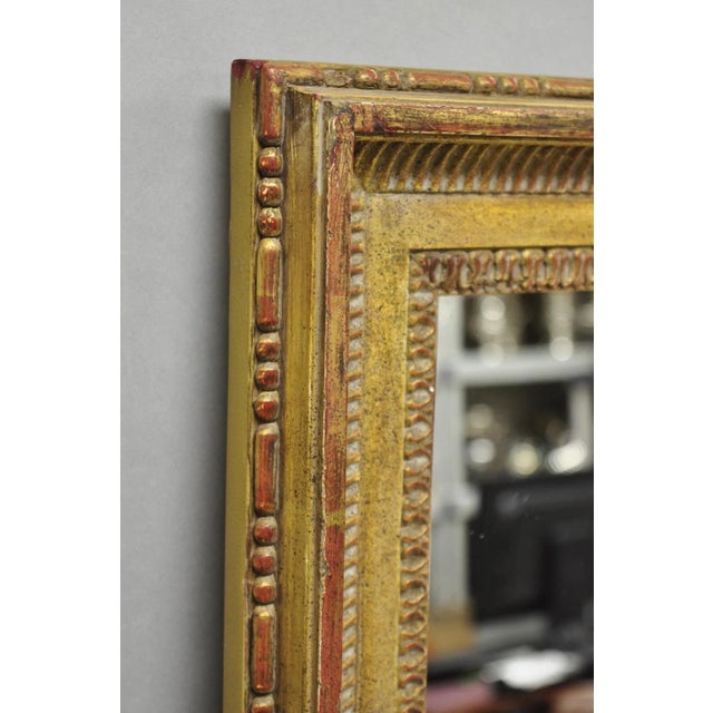 Hollywood Regency Vintage Italian Hollywood Regency Gold Giltwood Large Rectangular Wall Mirror For Sale - Image 3 of 14