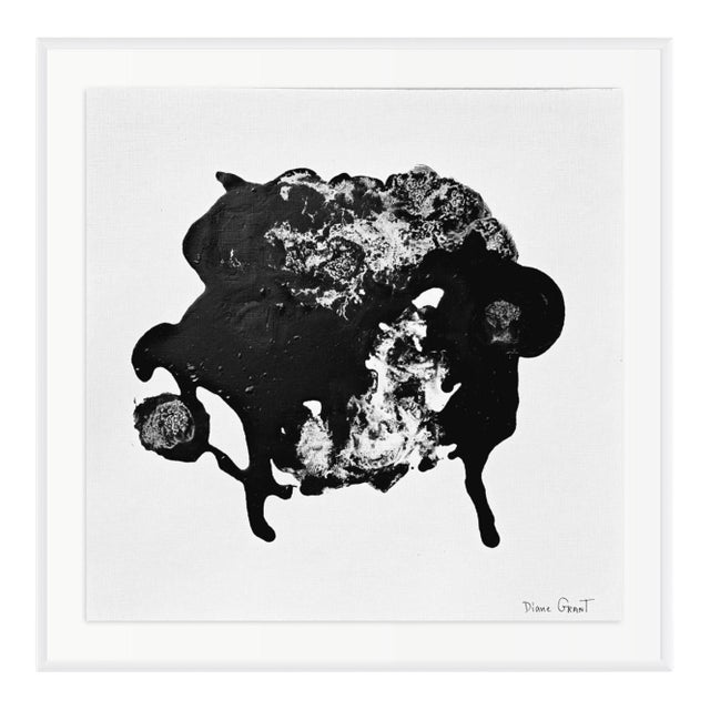 18' X 18' Framed Original Black and White Painting by Diane Grant For Sale