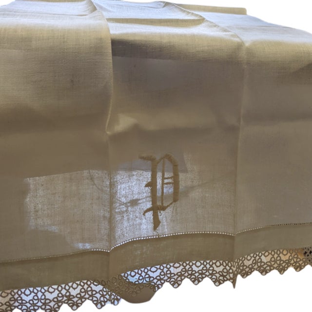 American Mid 20th Century Monogrammed “P “ Decorative Towels For Sale - Image 3 of 10