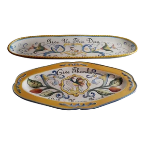 Vintage Fitz & Floyd Give Thanks Platters- Set of 2