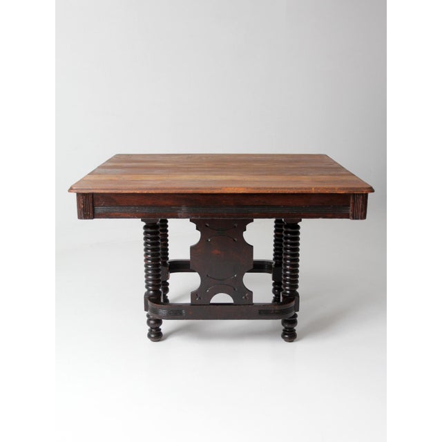 Antique Jacobean Revival Barley Twist Square Table For Sale - Image 10 of 18