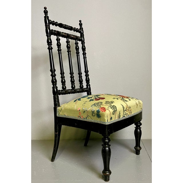 Antique Parlor Chair with Nobilis Floral Fabric For Sale - Image 4 of 6